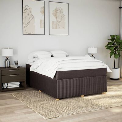 vidaXL Box spring postel s matrací tmavě hnědá 140x200 cm textil