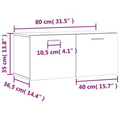 vidaXL Nástěnná skříňka černá 80 x 36,5 x 35 cm kompozitní dřevo