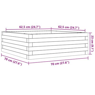 vidaXL Zahradní truhlík bílý 70 x 70 x 23 cm masivní borové dřevo