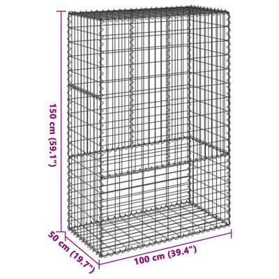 vidaXL Gabionový koš s víkem 100 x 50 x 150 cm pozinkované železo