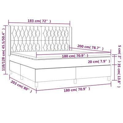 vidaXL Box spring postel s matrací světle šedá 180x200 cm samet