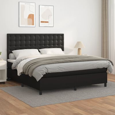 vidaXL Box spring postel s matrací černá 160x200 cm umělá kůže