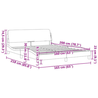 vidaXL Rám postele s čelem černý a bílý 160 x 200 cm umělá kůže