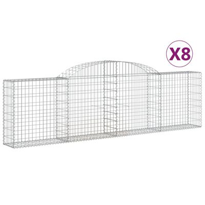 vidaXL Klenuté gabionové koše 8 ks 300x30x80/100 cm pozinkované železo