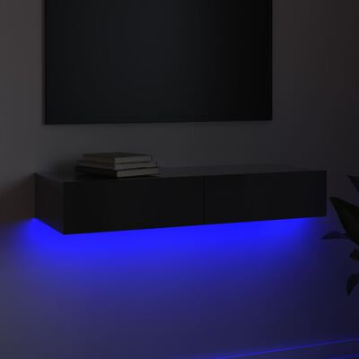 vidaXL TV skříňka s LED osvětlením šedá vysoký lesk 90 x 35 x 15,5 cm