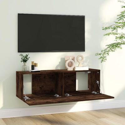 vidaXL Nástěnná TV skříňka kouřový dub 100x30x30 cm kompozitní dřevo