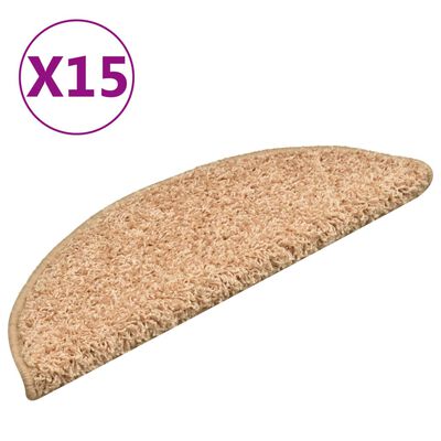 vidaXL Kobercové nášlapy na schody 15 ks zlaté 56 x 17 x 3 cm