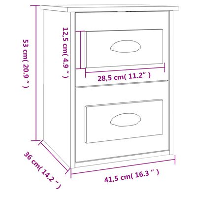 vidaXL Nástěnné noční stolky 2 ks dub sonoma 41,5 x 36 x 53 cm