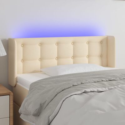 vidaXL Čelo postele s LED krémové 83 x 16 x 78/88 cm textil