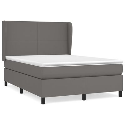 vidaXL Box spring postel s matrací šedá 140x200 cm umělá kůže