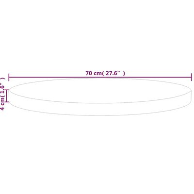 vidaXL Kulatá stolní deska Ø 70x4 cm masivní dub bez povrchové úpravy