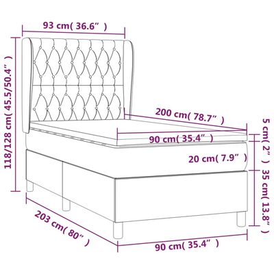 vidaXL Box spring postel s matrací světle šedá 90x200 cm textil