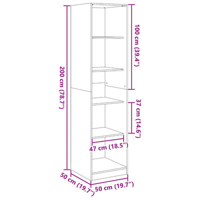 vidaXL Šatní skříň dub sonoma 50 x 50 x 200 cm kompozitní dřevo