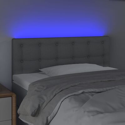 vidaXL Čelo postele s LED světle šedé 80 x 5 x 78/88 cm textil