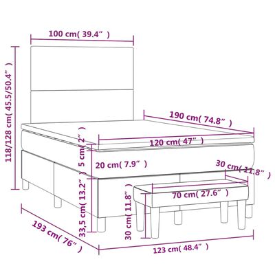 vidaXL Box spring postel s matrací krémová 120x190 cm textil