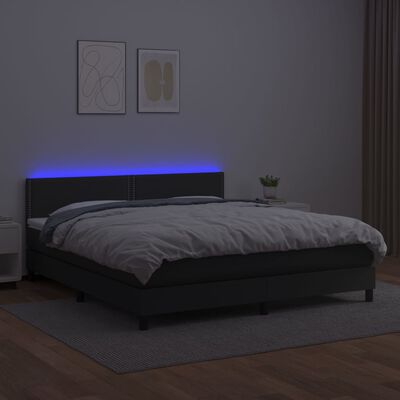 vidaXL Box spring postel s matrací a LED černá 160x200 cm umělá kůže