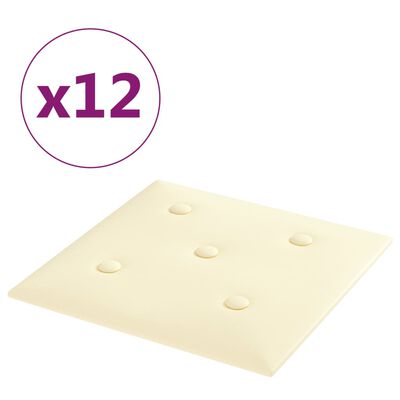 vidaXL Nástěnné panely 12 ks krémové 30 x 30 cm umělá kůže 1,08 m²