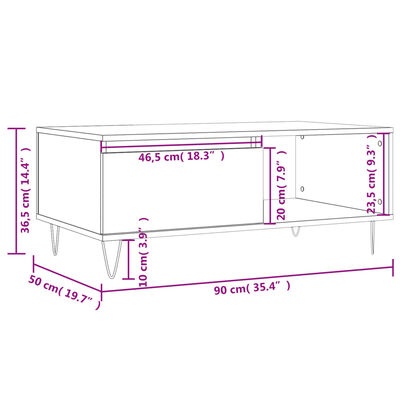 vidaXL Konferenční stolek bílý 90 x 50 x 36,5 cm kompozitní dřevo