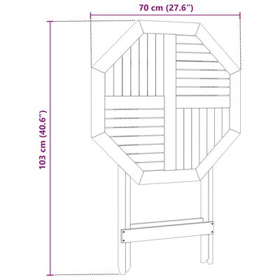 vidaXL Skládací zahradní stůl Ø 70 x 75 cm masivní akáciové dřevo