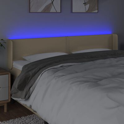 vidaXL Čelo postele s LED krémové 183 x 16 x 78/88 cm textil