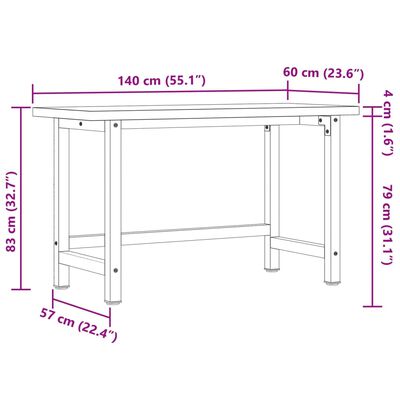 vidaXL Pracovní stůl 140x60x83 cm masivní akáciové dřevo obdélníkový