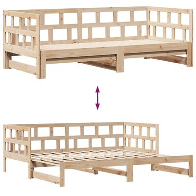 vidaXL Válenda s přistýlkou a zásuvkami 90 x 200 cm masivní borovice