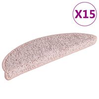 vidaXL Kobercové nášlapy na schody 15 ks světle růžové 56 x 17 x 3 cm