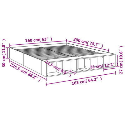 vidaXL Rám postele kouřový dub 160 x 200 cm kompozitní dřevo