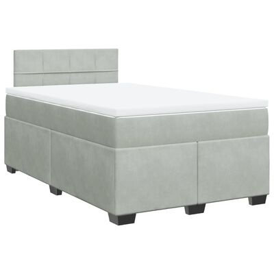 vidaXL Box spring postel s matrací světle šedá 120x190 cm samet