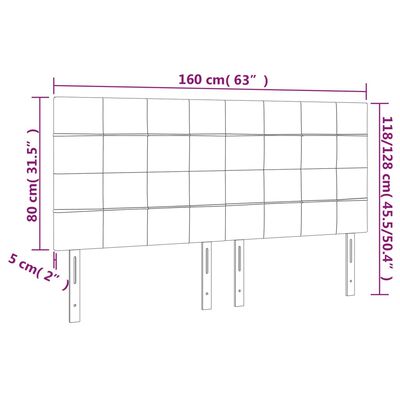 vidaXL Čelo postele s LED růžové 160x5x118/128 cm samet