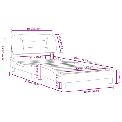 vidaXL Rám postele s LED osvětlením černý a bílý 100x200 cm umělá kůže