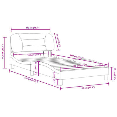 vidaXL Rám postele s LED osvětlením cappuccino 100 x 200 cm umělá kůže