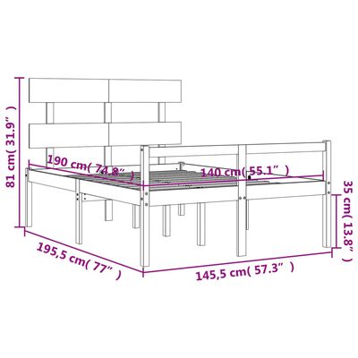 vidaXL Postel s čelem pro seniory 140x190 cm masivní dřevo