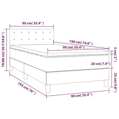 vidaXL Box spring postel s matrací a LED černá 90x190 cm textil