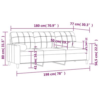 vidaXL 3místná pohovka s polštáři vínová 180 cm textil