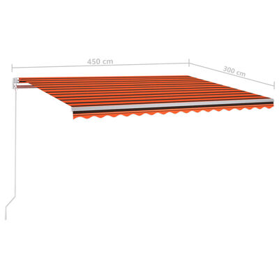 vidaXL Automatická zatahovací markýza se sloupky 4,5x3 m oranžovohnědá