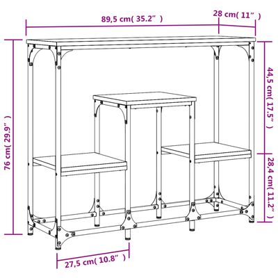 vidaXL Konzolový stolek dub sonoma 89,5 x 28 x 76 cm kompozitní dřevo