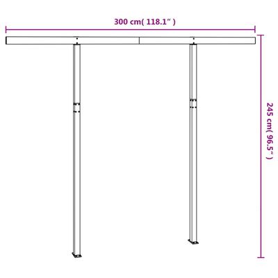 vidaXL Sada sloupků pro markýzu bílá 300 x 245 cm železo