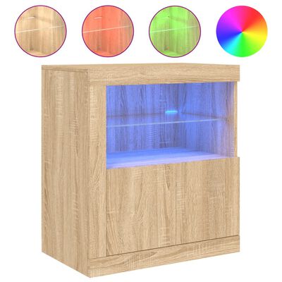 vidaXL Příborník s LED osvětlením dub sonoma 60,5 x 37 x 67 cm