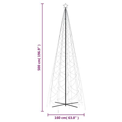 vidaXL Vánoční stromek kužel 1400 studených bílých LED diod 160x500 cm