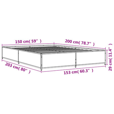 vidaXL Rám postele kouřový dub 150 x 200 cm kompozitní dřevo a kov