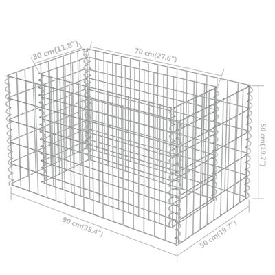 vidaXL Gabionový vyvýšený záhon pozinkovaná ocel 90 x 50 x 50 cm