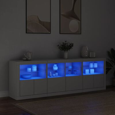 vidaXL Příborník s LED osvětlením bílý 202 x 37 x 67 cm