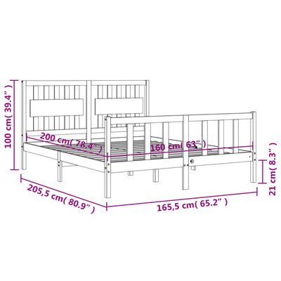 vidaXL Rám postele s čelem 160 x 200 cm masivní dřevo