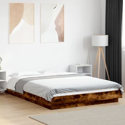 vidaXL Rám postele kouřový dub 135 x 190 cm kompozitní dřevo
