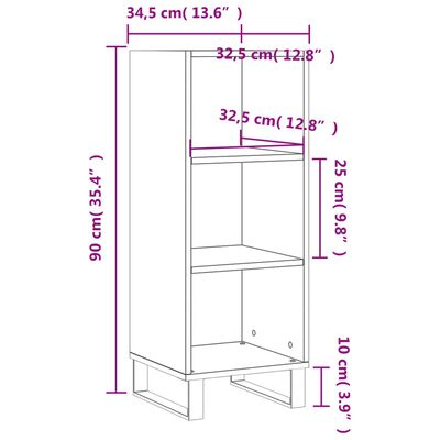 vidaXL Příborník bílý 34,5 x 32,5 x 90 cm kompozitní dřevo