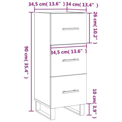 vidaXL Příborník černý 34,5 x 34 x 90 cm kompozitní dřevo