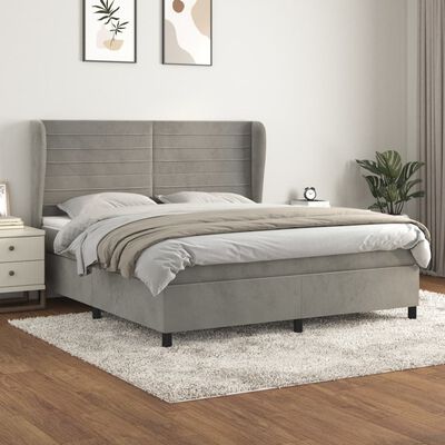 vidaXL Box spring postel s matrací světle šedá 180x200 cm samet