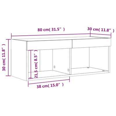 vidaXL TV skříňka s LED osvětlením betonově šedá 80 x 30 x 30 cm