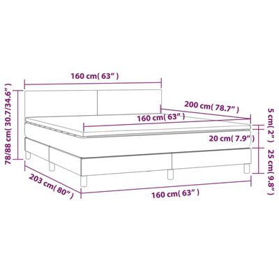 vidaXL Box spring postel s matrací tmavě modrá 160x200 cm samet